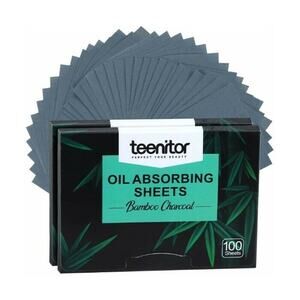 100 Sheets Natural Blotting Paper for Oily Skin w Bamboo Charcoal Oil Blot.. NEW